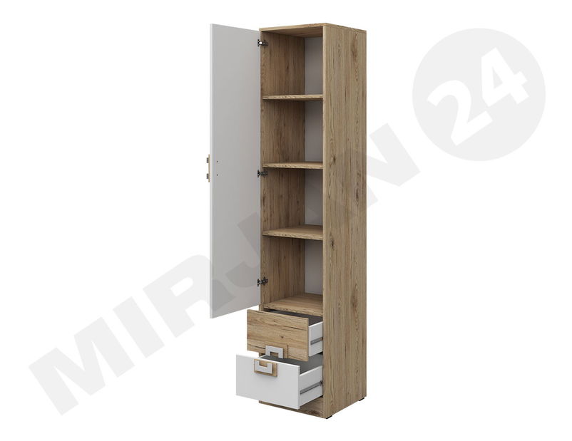 Ormar s policama Niles NI05 (svijetli hrast + bijela + tirkizna)