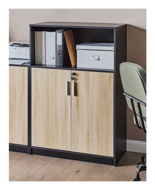 Dulap Zirkone (lemn deschis + Negru) 