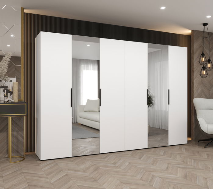 Dulap de haine 300 cm Mirabella 2 (alb + Negru)