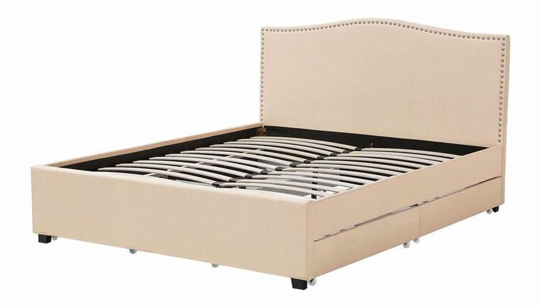 Manželská posteľ 180 cm MONTHY (s roštom a úl. priestorom) (béžová)