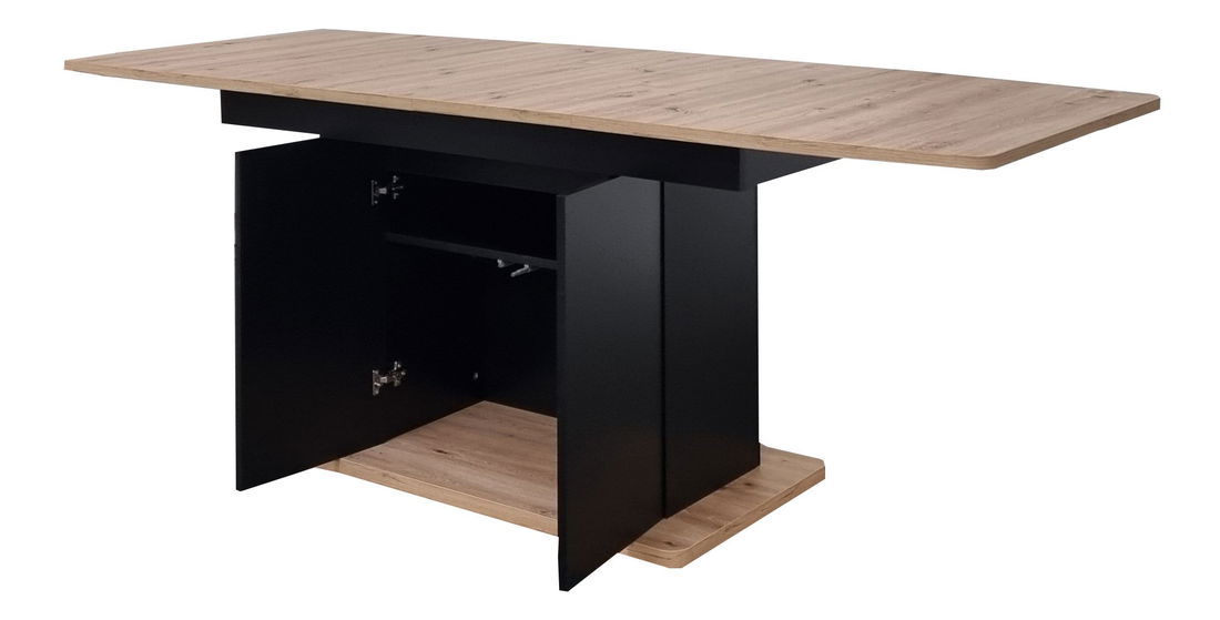 Blagovaonski stol Schultz (hrast artisan + crna) (za 4 do 8 osoba)