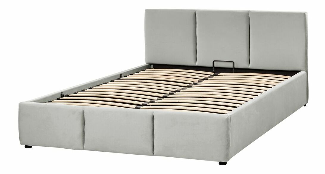 Franciaágy 160 cm Belize (világosszürke) (ágyráccsal) (tárolóhellyel)