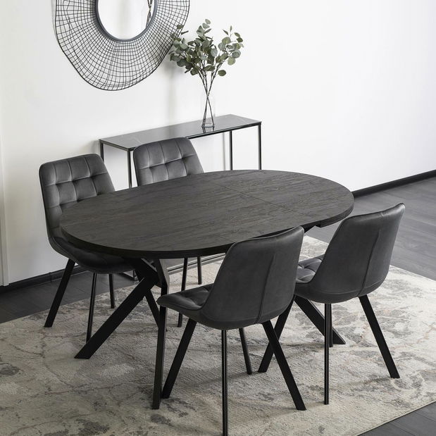 Blagovaonski stol na razvlačenje Lavar (crna) (za 4 do 10 osoba)