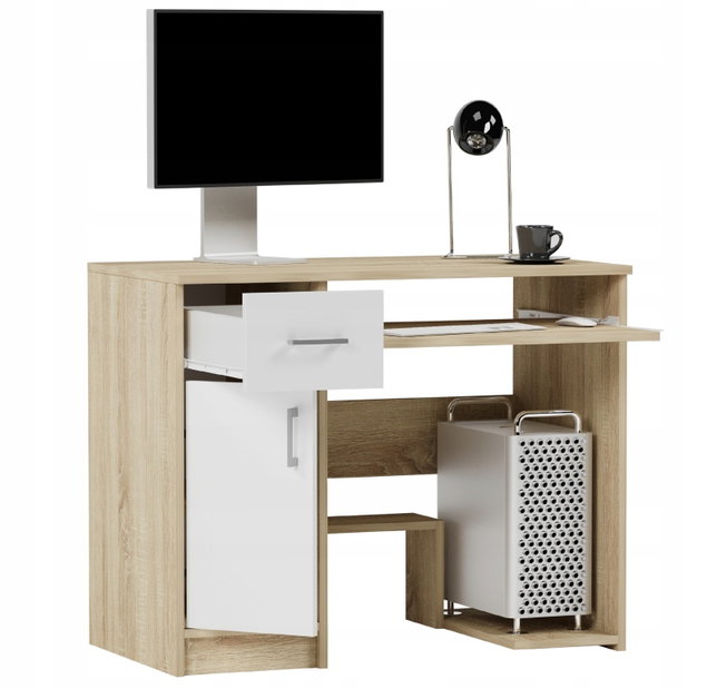 Masă PC Nolgo (stejar sonoma + alb)