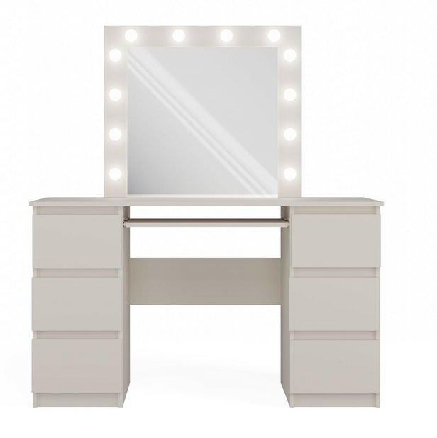 Toaletný stolík Micras 3 (kašmír) (so zrkadlom) (s LED osvetlením)