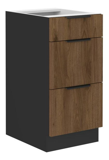 Dulap superior de bucătărie Manana 40 D 3s BB (Cadru: negru mat + front: nuc okapi)