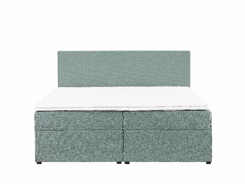 Manželská posteľ Boxspring 180 cm SENNOR (s matracmi a úl. priestorom) (svetlozelená)