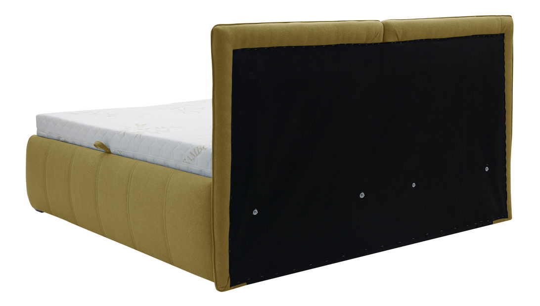 Bračni krevet 180 cm Isuna (boja senfa) (s podnicom) (s prostorom za odlaganje)