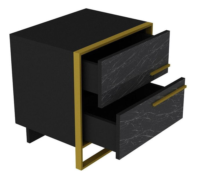 Noćni stolić Poppy 3 (zlatna + crna)