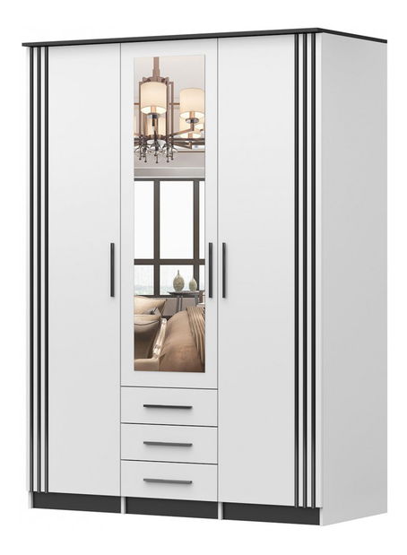 Ruhásszekrény Sabine 3DII (fehér + fekete)