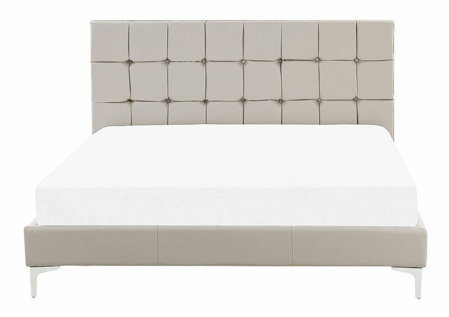 Pat matrimonial 140 cm AMART (gri) (piele ecologică) (cu somieră)