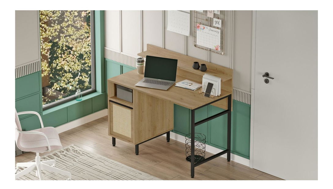 Masă PC Otto 16 (nuc + stejar + negru)