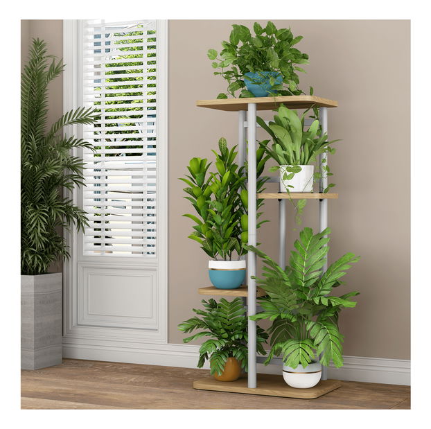 Stalak za cvijeće Laban 1 (bijela + hrast sonoma)