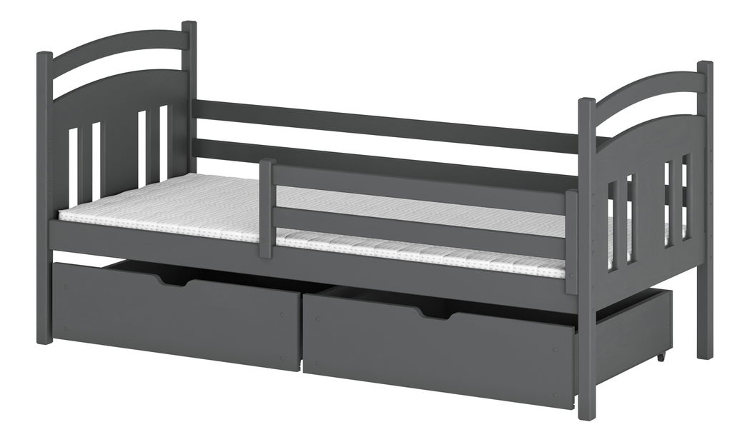 Detská posteľ 90 x 200 cm Kayla (s roštom a úl. priestorom) (grafit)
