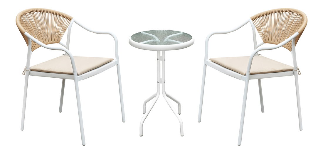 Záhradný 3-dielny ratanový set Elliott (biela + béžová)