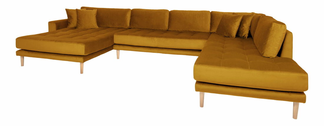 Rohová sedacia súprava v tvare U (L) Lvaveriaora U (horčicová)