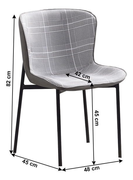 Scaun de sufragerie Polarit (caro alb gri + gri închis)