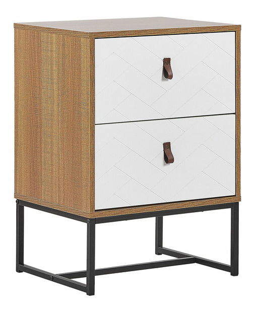 Éjjeliszekrény NAVVEA (világos fa + fehér)