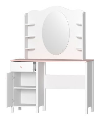 Toaletný stolík Luna LN03 + Nástavec Luna LN06 (biela + ružová) *výpredaj