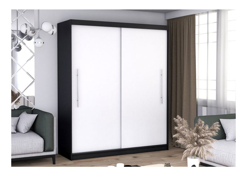 Šatníková skriňa Thovan (čierna + biela)