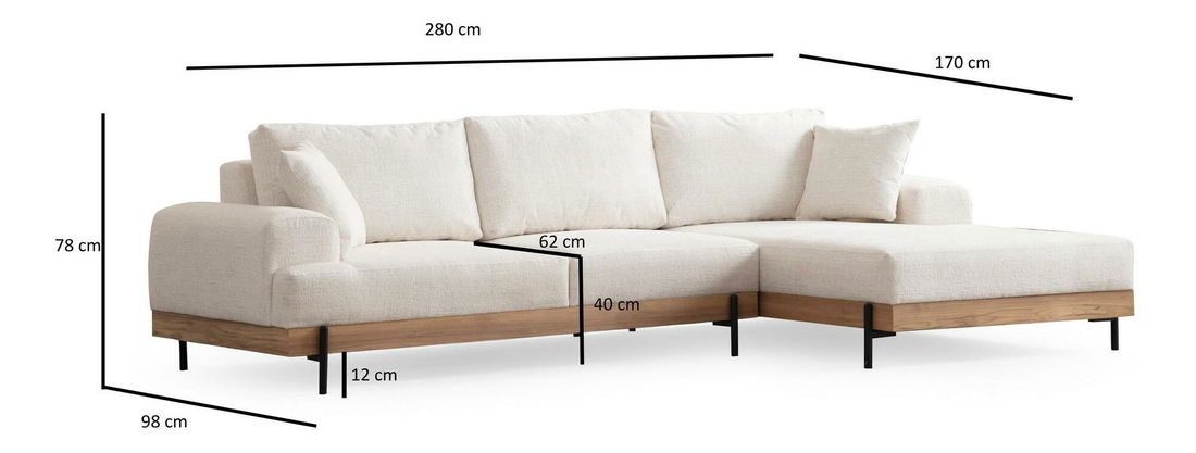 Colțar Etorella (D) (alb + Stejar)