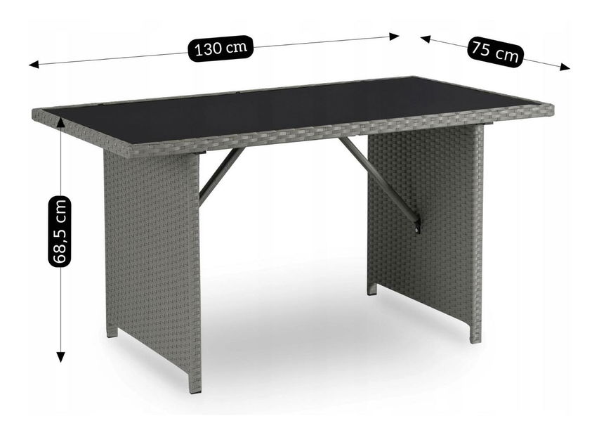 Set mobilier de grădină Comidas (gri) (pentru 7 persoane)