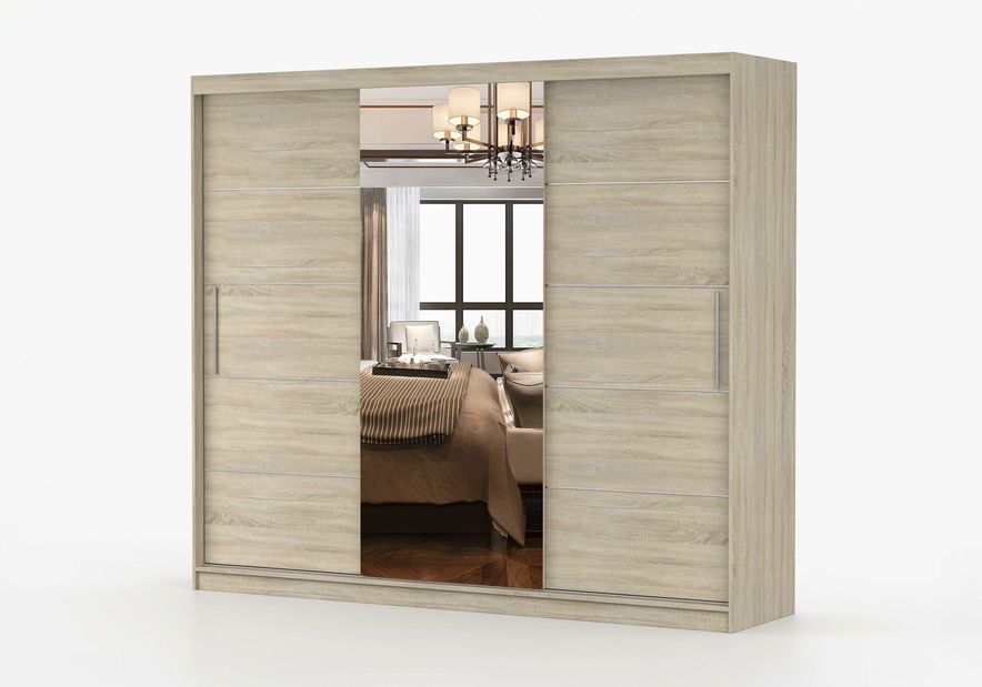 Dulap de haine Arrun (stejar sonoma + stejar sonoma + Oglindă)