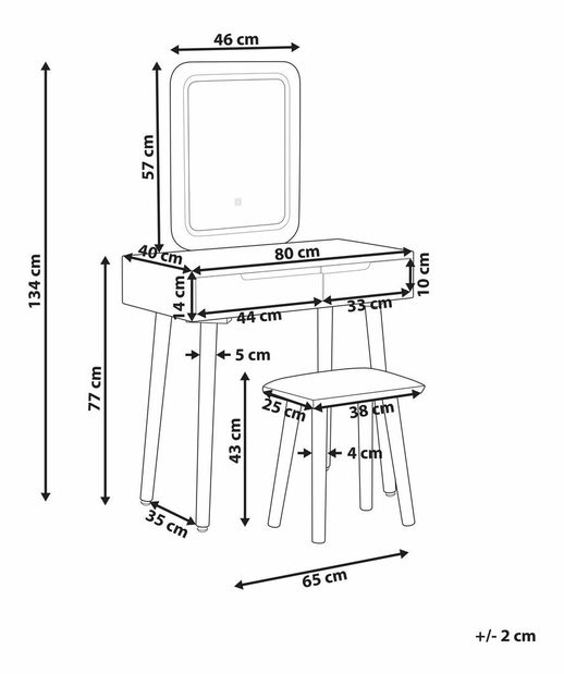 Masă de toaletă Diep (alb)