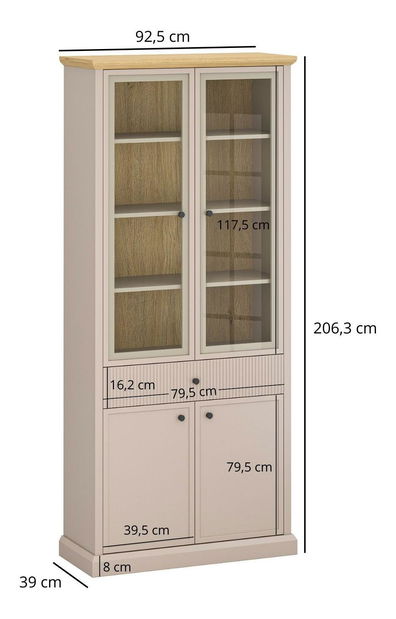 Vitrina Indices 3 (taupe + kameni hrast) 