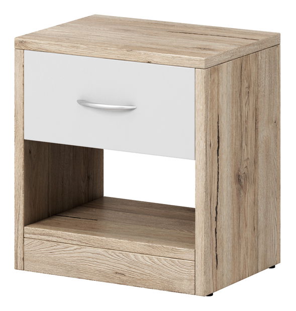Noćni stolić Nanci 1S (hrast san remo + bijela) 