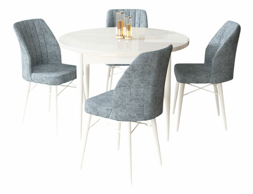 Jedálenský set Roxie (biela + sivá) (pre 4 osoby)