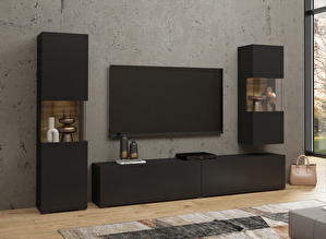 Mobilier living Avernic Typ 10 (onyx negru + Stejar wotan)