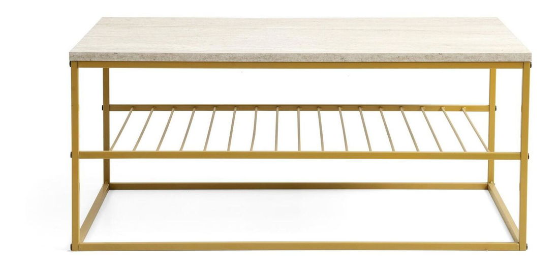 Măsuță de cafea Asida (auriu + Marmură deschis) 