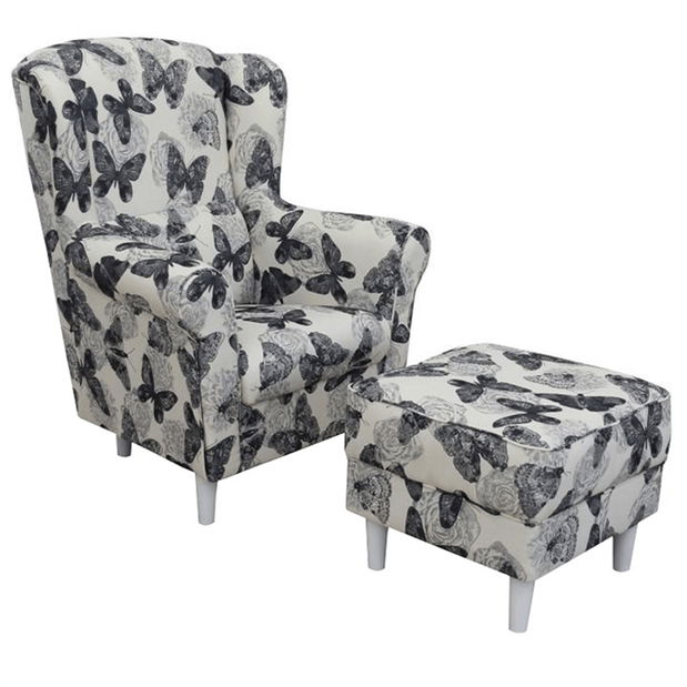 Fotoliu cu urechi cu taburete Aevo (butterfly 1)