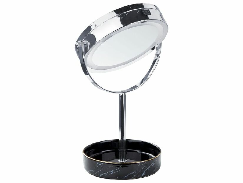 Kozmetičko ogledalo Shevaun (srebrna + crna) (s LED rasvjetom)