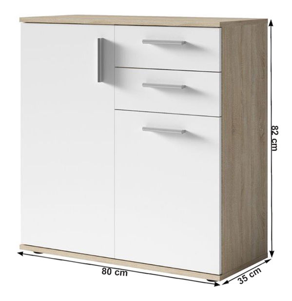 Komoda Mirah typ 3 (dub sonoma + biela)