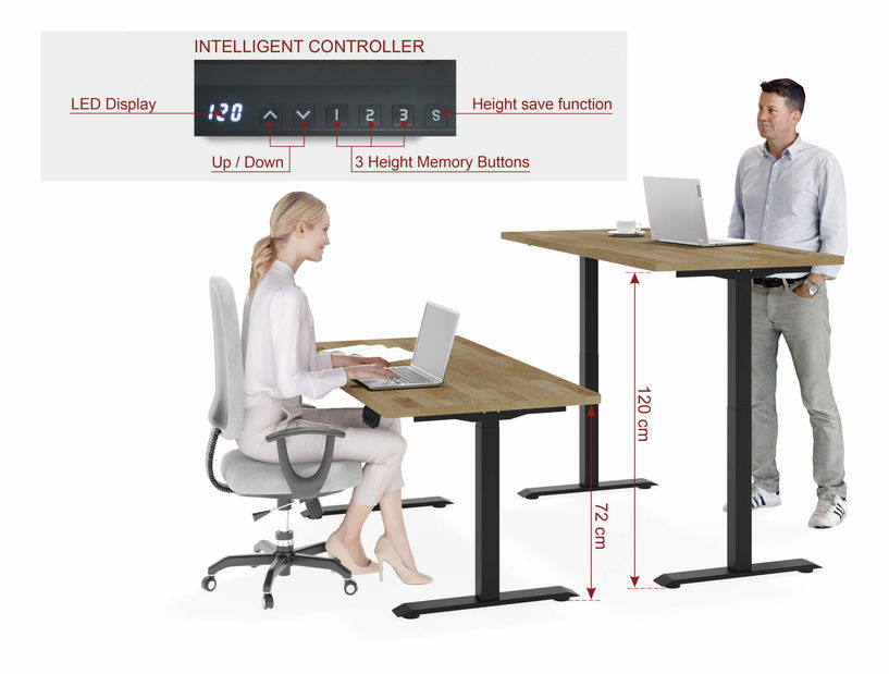 Masă PC electrică Natura 160 (Stejar + Negru)