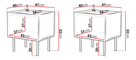 Set noćnih stolića (2 kom.) Grotzi 1D (crna) 