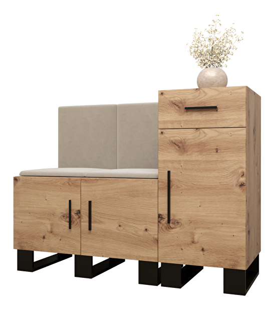 Set mobilier pentru hol Amanda 18 (Stejar artisan + bej)