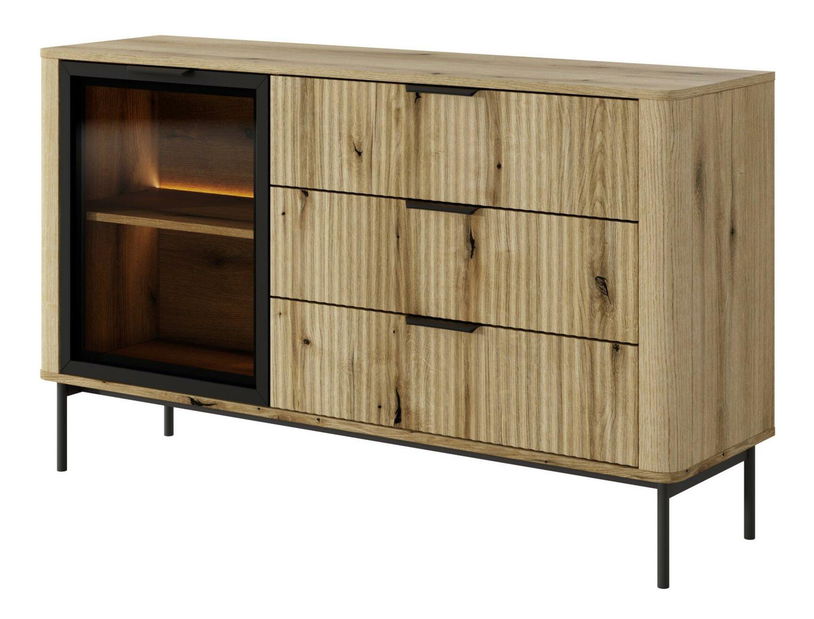 Komoda Wilsire II (hrast coast evoke + crna)