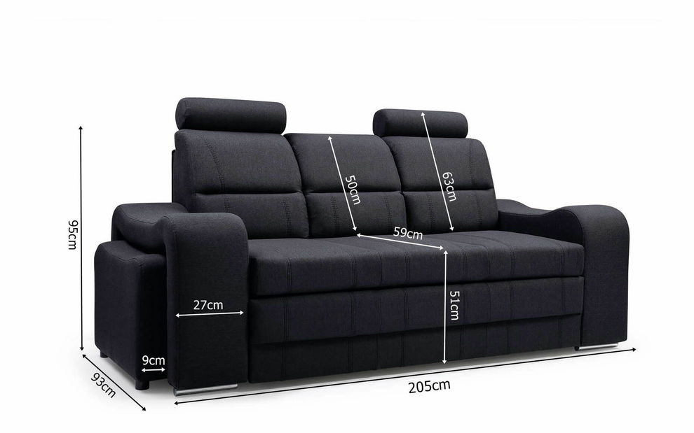 Háromszemélyes kanapé Wendell (szürke) (zsámolyokkal) *bazár