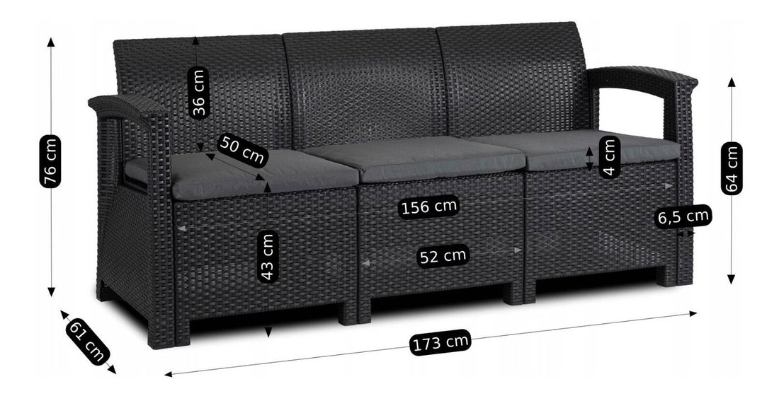 Set mobilier de grădină Buenos (gri închis) (pentru 5 persoane)