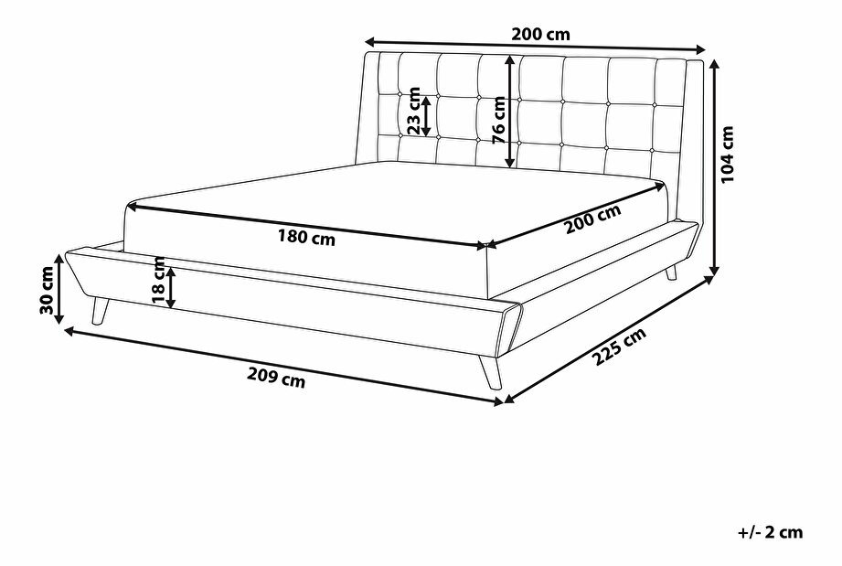 Bračni krevet 180 cm TURIN (s podnicom) (bež)