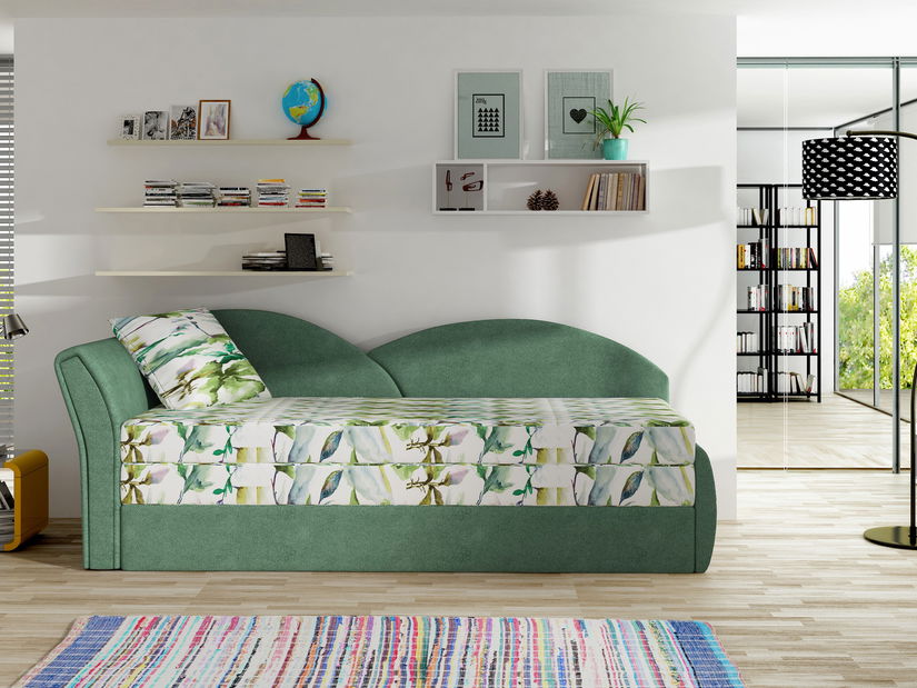 Pohovka dvojsedačka Agira 03 (zelená + kvety) (P)