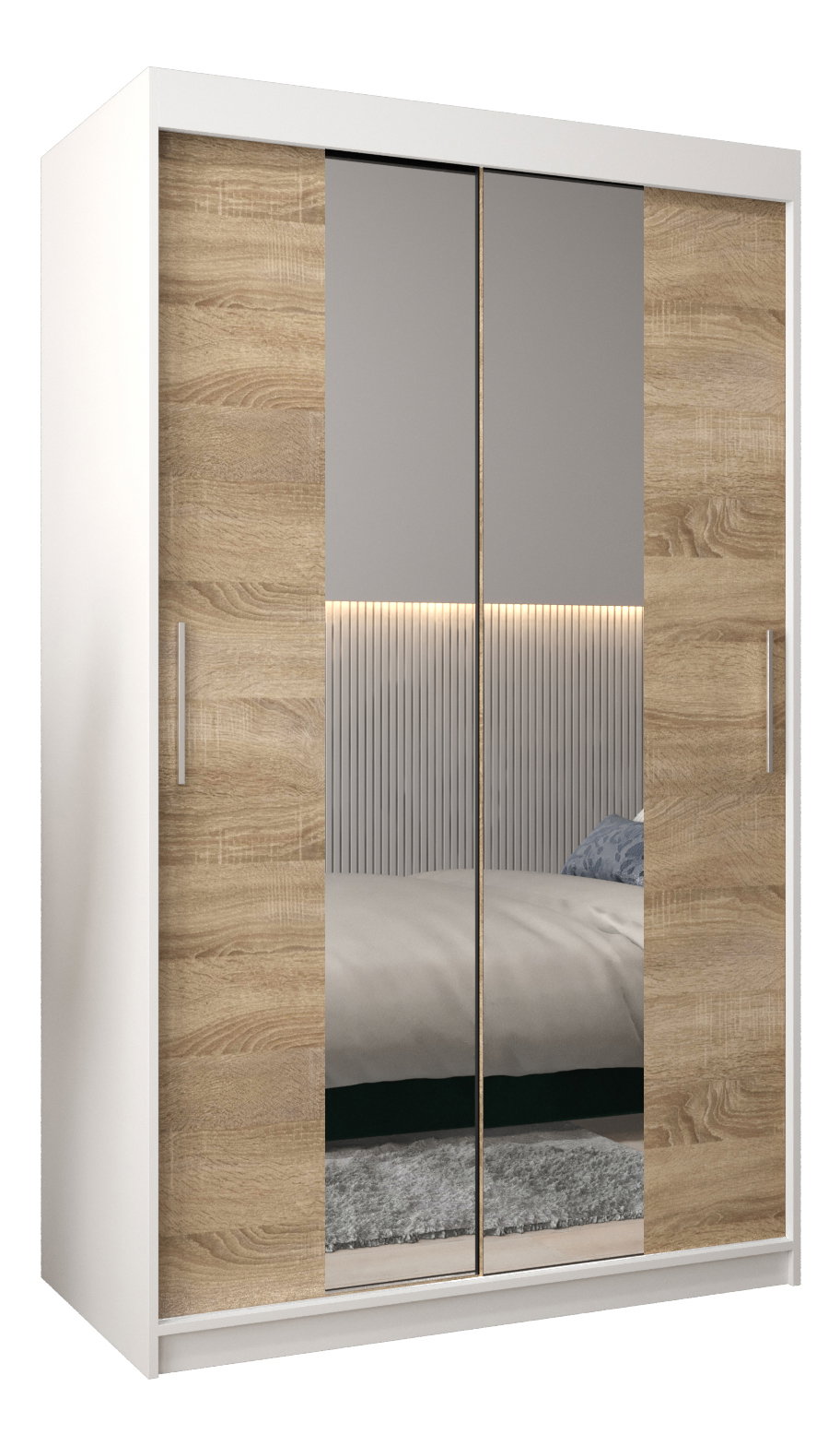 Ruhásszekrény 120 cm Toki 1 (matt fekete + sonoma tölgy)