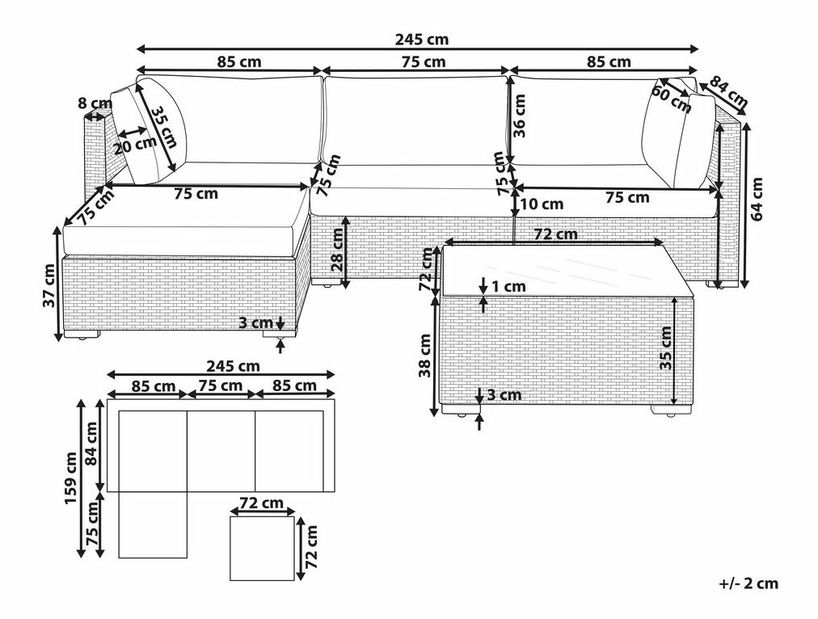 Záhradná zostava Sanza (sivá)