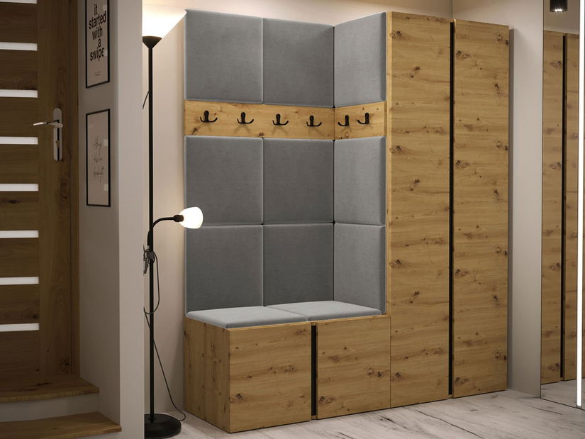 Mobilier Hol Timothy III (Stejar artisan + Stejar artisan + Negru) (Manila 16)