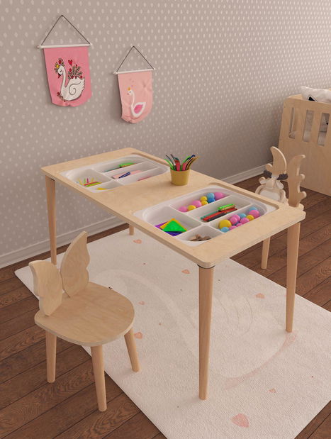 Dječji kreativni stol s 2 stolice Tevenko 1 (breza)