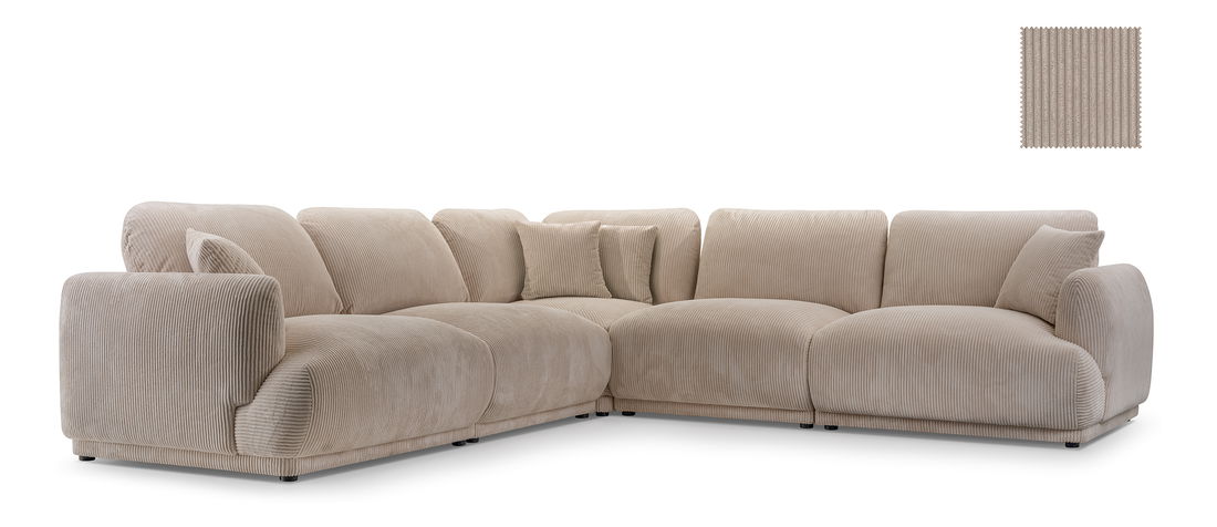 Rohová sedačka Chako (P) (svetlohnedá)