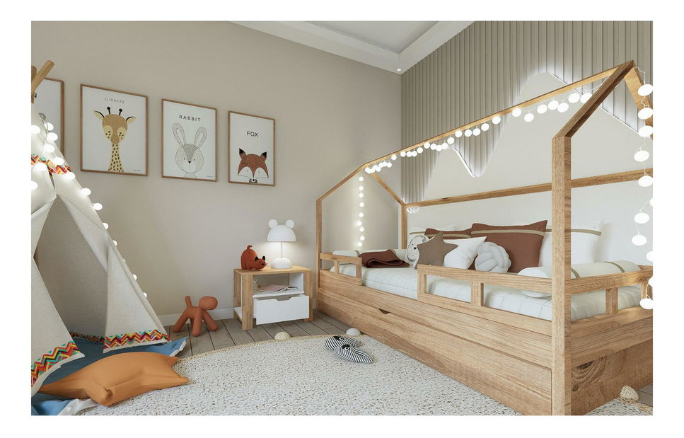 Nočný stolík Nisae 25 (orech svetlý + biela)